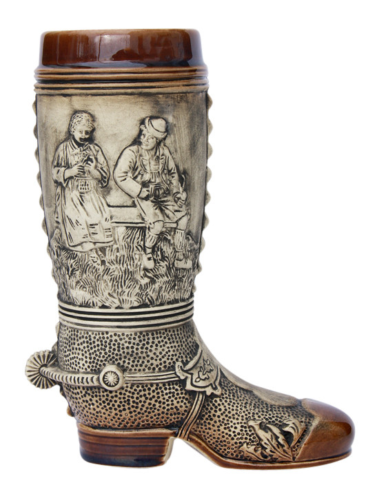 German Ceramic Beer Boot 1 Liter Rustic