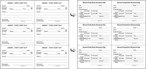 8½ x 8 Customized Slip Booklet 150 slips/book - NationalSchoolForms.com