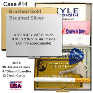Metal wallet #14 for 12 credit cards or 9 100mm cigarettes. Metal wallet #14 for 12 credit cards or 9 100mm cigarettes.