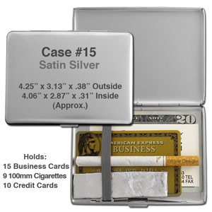 Metal wallet #15 for 100mm cigarettes or 10 credit cards. Metal wallet #15 for 100mm cigarettes or 10 credit cards.