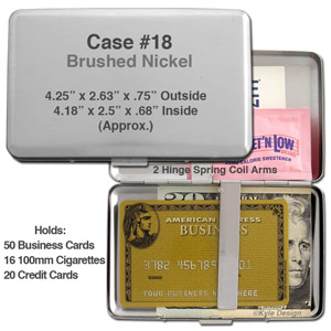 Metal wallet #18 for 16 cigarettes or 20 credit cards. Metal wallet #18 for 16 cigarettes or 20 credit cards.