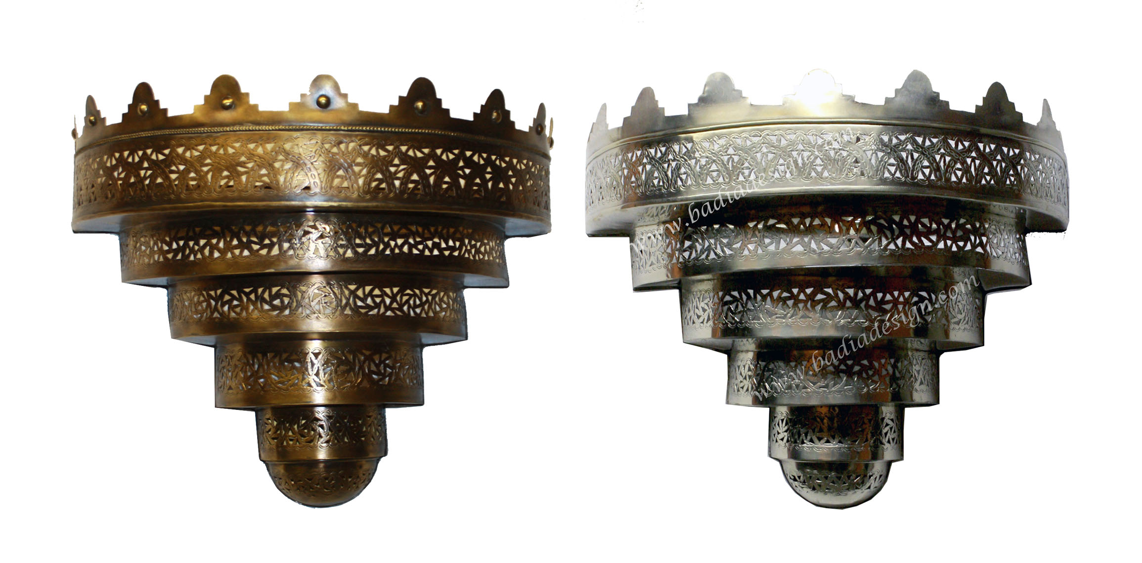 Moroccan Brass and Silver Wall Sconce from Badia Design Inc.