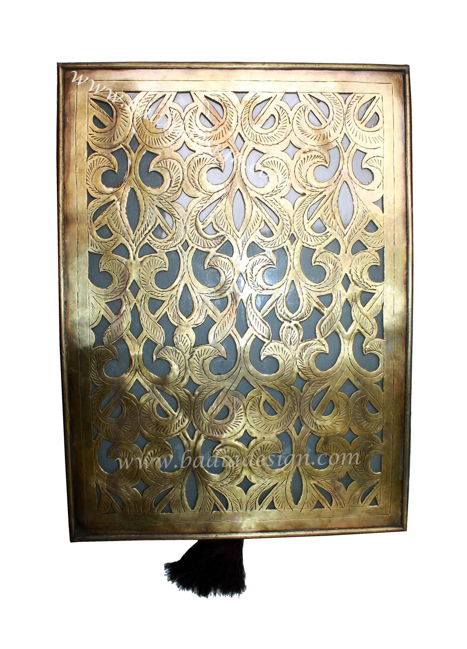 Moroccan Brass Wall Sconce with White Glass from Badia Design Inc.