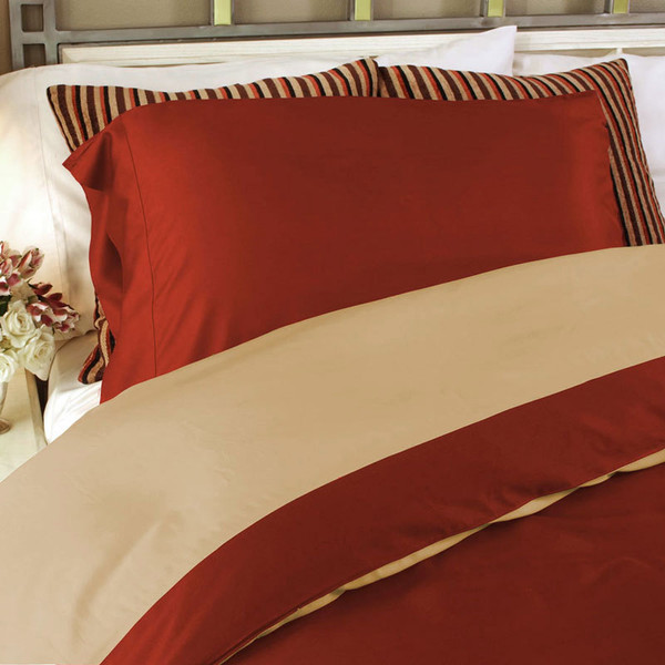 Reversible Bamboo Champagne/Cayenne Duvet Cover