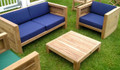 Asmara Teak Outdoor Box Sofa, 2 Chairs and Coffee Table Set with Thick Weatherproof Cushions
teak garden furniture from chairsandtables.co.uk