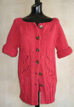 knitting pattern photo of #74 Top Down Long Lace Cardigan