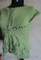 photo of short-sleeved version of #119 Eyelets and Lace Curved Hem Cardigan PDF Knitting Pattern