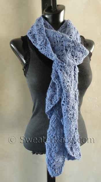 Knitting Pattern - Dreamy Ruffled Alpaca Lace Scarf from SweaterBabe.com