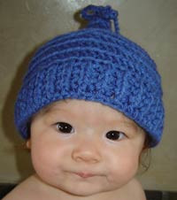 photo of #59 Bobble Tie Crochet Baby Hat