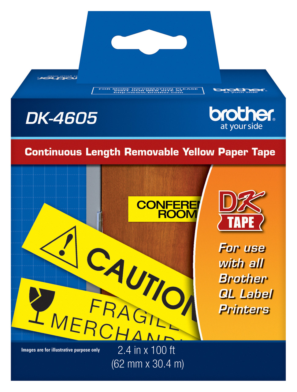 Brother DK4605 Removable Continuous Yellow Paper Label brother-dk4605-removable-continuous-yellow-paper-label