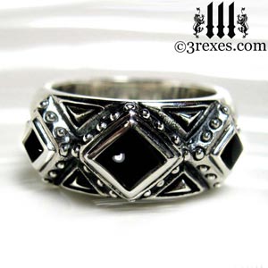 mens 3 kings wedding ring 925 sterling silver gothic band black onyx stone 3 rexes jewelry - Black Onyx Wedding Ring mens 3 kings wedding ring 925 sterling silver gothic band black onyx stone 3 rexes jewelry - Black Onyx Wedding Ring