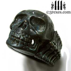 black-skull-ring-for-men-brass-biker-bone-band-3-rexes-jewelry