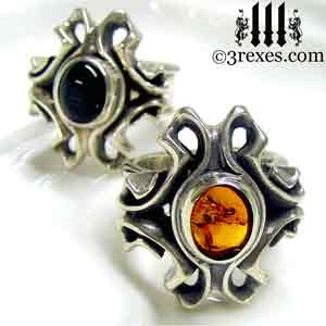 empress-gothic-rings-925-sterling-silver-black-onyx-amber-stones-statement-jewelry-3-rexes-jewelry