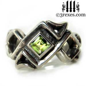 Silver moorish marquise engagement ring green peridot stone Silver ...