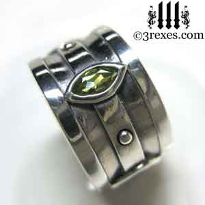 silver-moorish-marquise-wedding-ring-green-peridot-stone-august-birthstone-3-rexes-jewelry