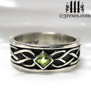 soul-love-anam-gra-mens-silver-celtic-wedding-ring-green-peridot-stone-front-gothic-band soul-love-anam-gra-mens-silver-celtic-wedding-ring-green-peridot-stone-front-gothic-band
