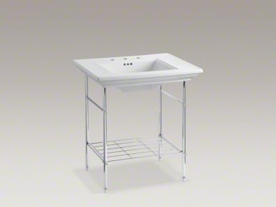 KOHLER MEMOIRS Stately K-2269 White Sink + K-6880 Console Vanity Table ...