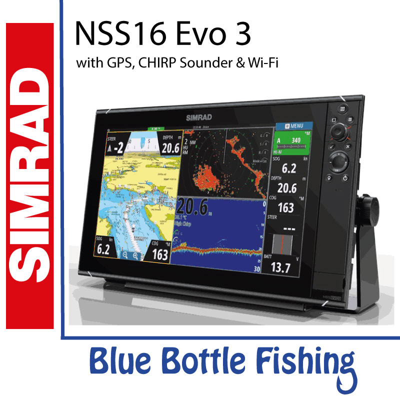 SIMRAD NSS16 Evo3 with GPS, CHIRP Sounder & WiFi Blue Bottle Marine