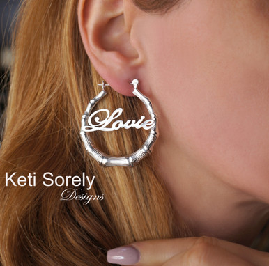 Order Your Personalized Name To Create Custom Made Bamboo Earrings Image 1