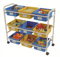 CC005-9-WBY Multi-Purpose Cart with 5 Blue and 4 Yellow Open Tubs