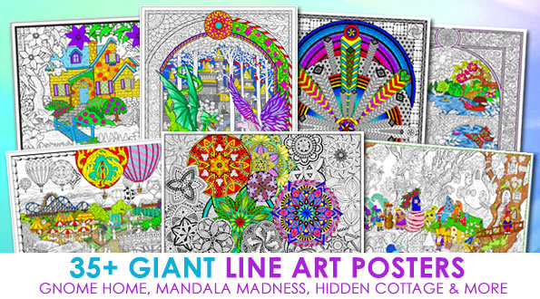 Line Art Posters : Fuzzy velvet posters to color giant line art