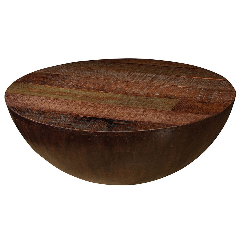 light wood circle coffee table