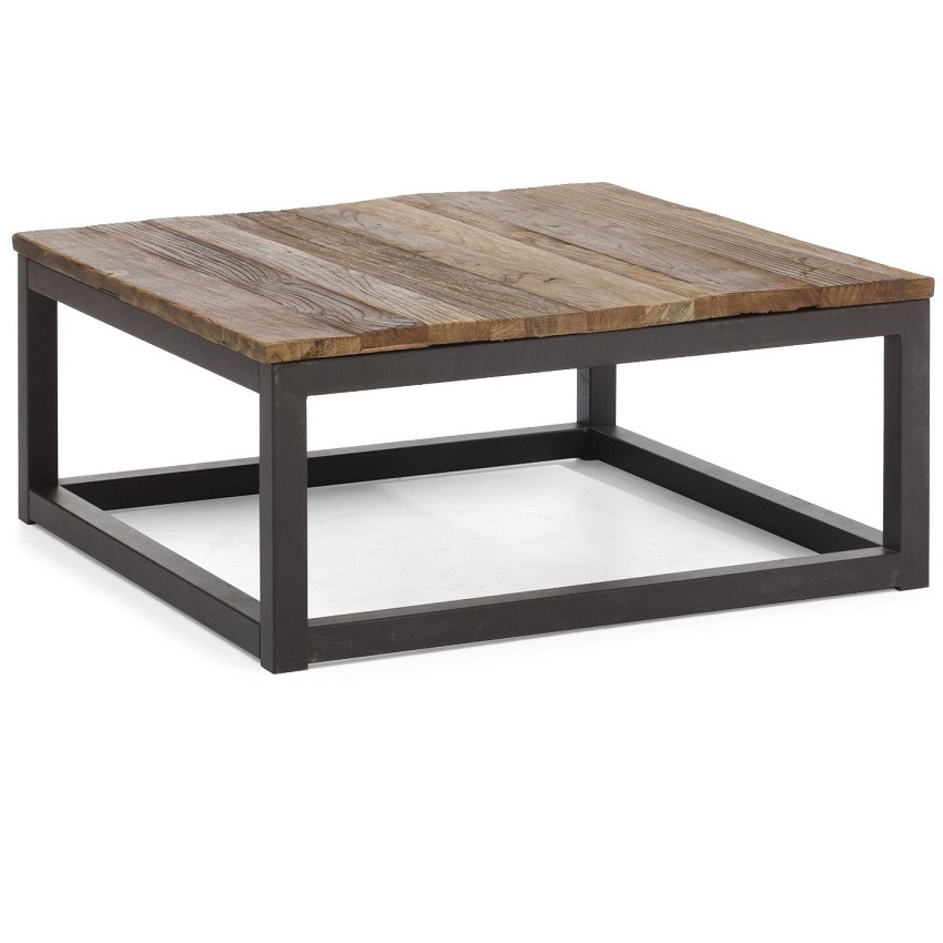 Home FURNITURE Living Room Civic Wood and Metal Square Coffee Table