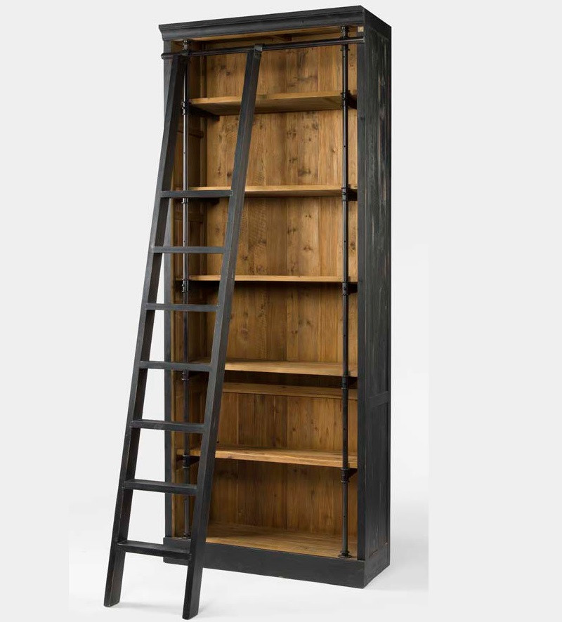 Home FURNITURE Home Office French Library Bookcase with Ladder