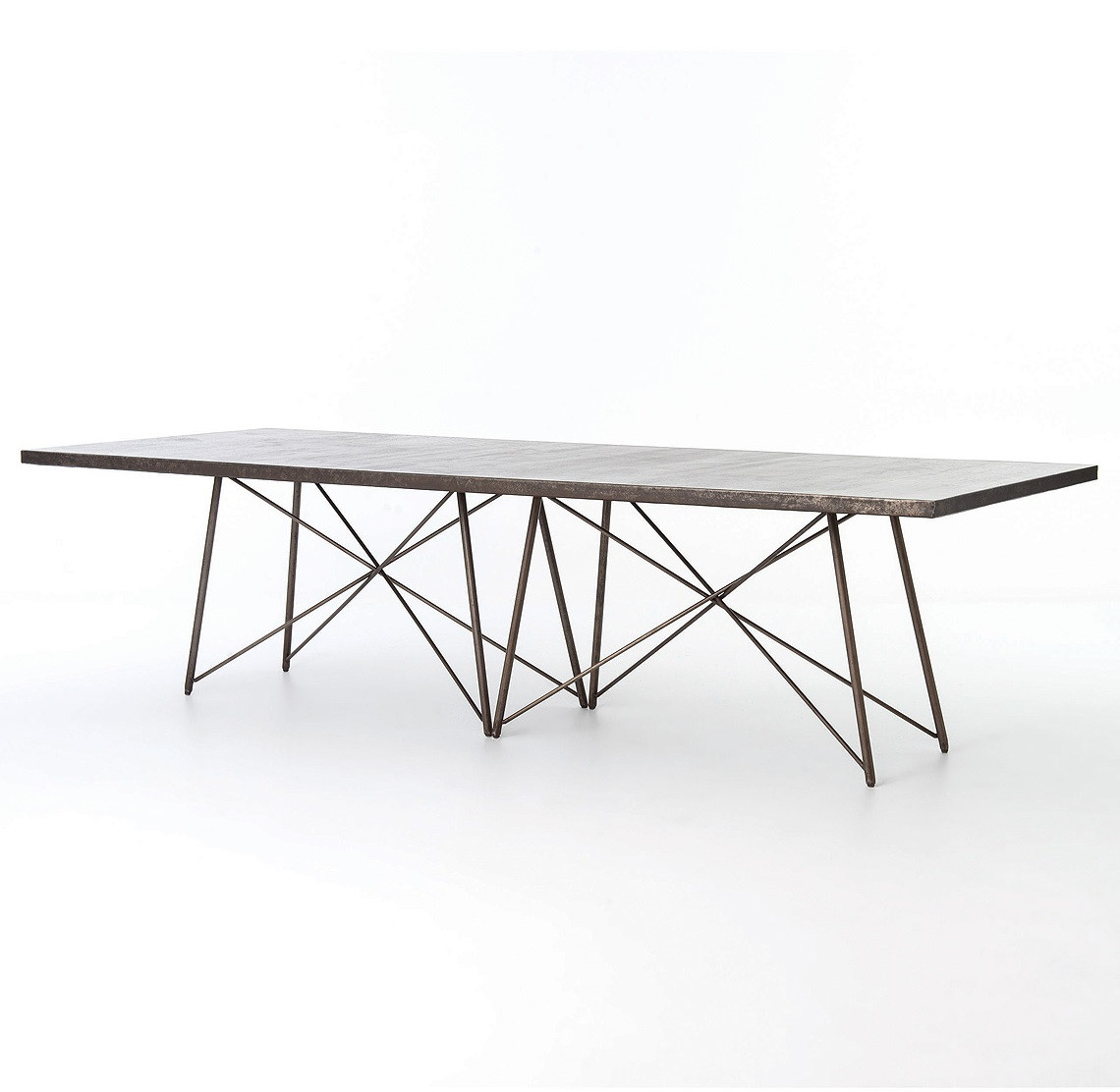 Roman Oxidized Iron Industrial Dining Table 114"