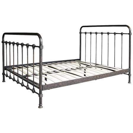  Bedroom Beds Kingsley Vintage Black Metal Queen Platform Bed Frame