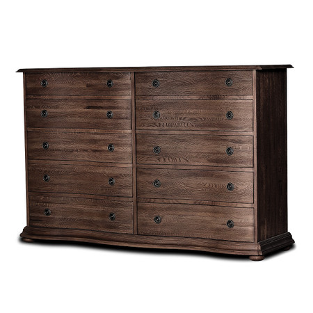 French Solid Wood Rubbed Black 10 Drawer Dresser