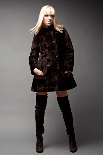 Vintage 60s 70s Faux Fur Coat Chocolate Dark Brown Double Breasted Soft Fluffy S M (38" Bust)