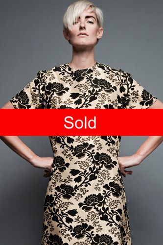 vintage 50s dress asian inspired chinoiserie cheongsam gold black chinese floral flower plus size XL 1X (42" bust)