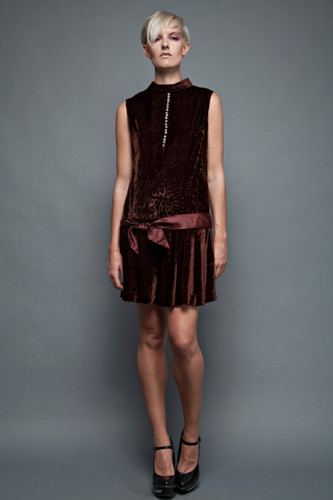 vintage 60s does 20s flapper mini dress drop waist brown velvet sleeveless S M (38" hips)