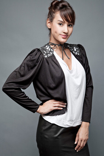vintage 70s party layering top silver metallic macrame black slinky open ONE SIZE