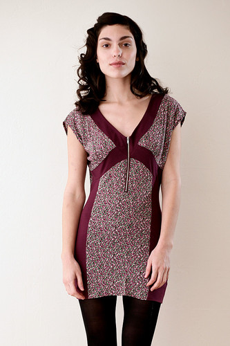 Burgundy Zipped Mini Dress