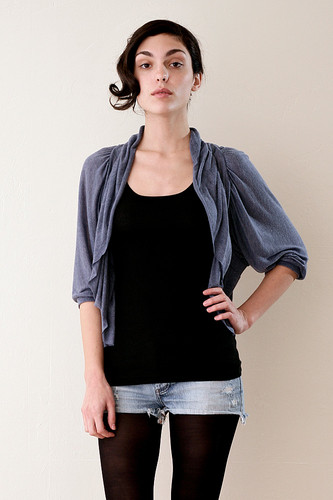 Blue Grey Soft Open Ruffled Cardigan One Size