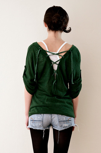 Forest Green Lace Up 2-piece top XS S M