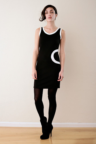 Graphic Stretchy Black Tank Dress XS S M L