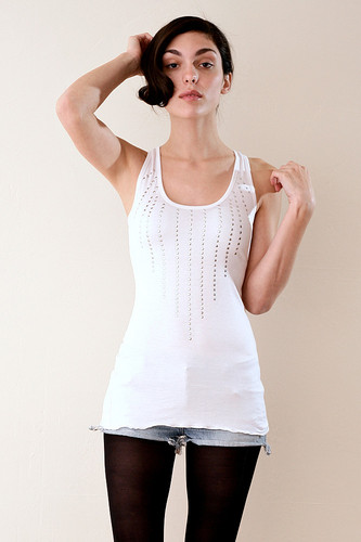 Slinky White Studded Long Tank XS S M L