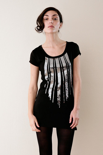 Black Sequinned Tunic Minidress XS S M L