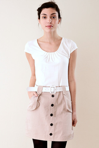 White Khaki Block Dress M