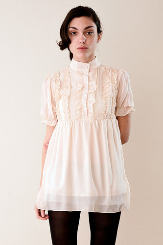 Cream Ruffled Baby Doll Mini Dress S