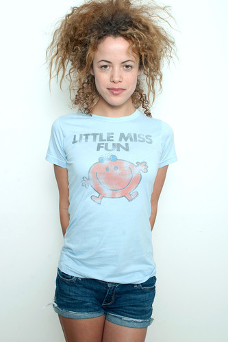 Junk Food T shirt 50/50 Tee Little Miss Fun PALE BLUE S (16" width)