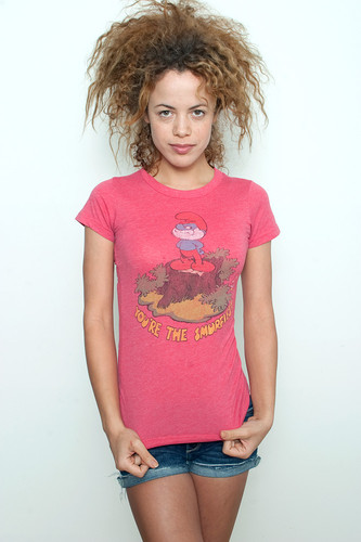 Junk Food T shirt Tee 50/50 You Are The Smurfiest RED S (15" width)
