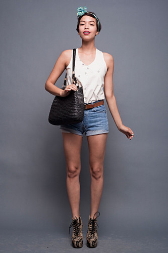 Black Raffia Straw Carry All Shoulder Tote Bag Purse