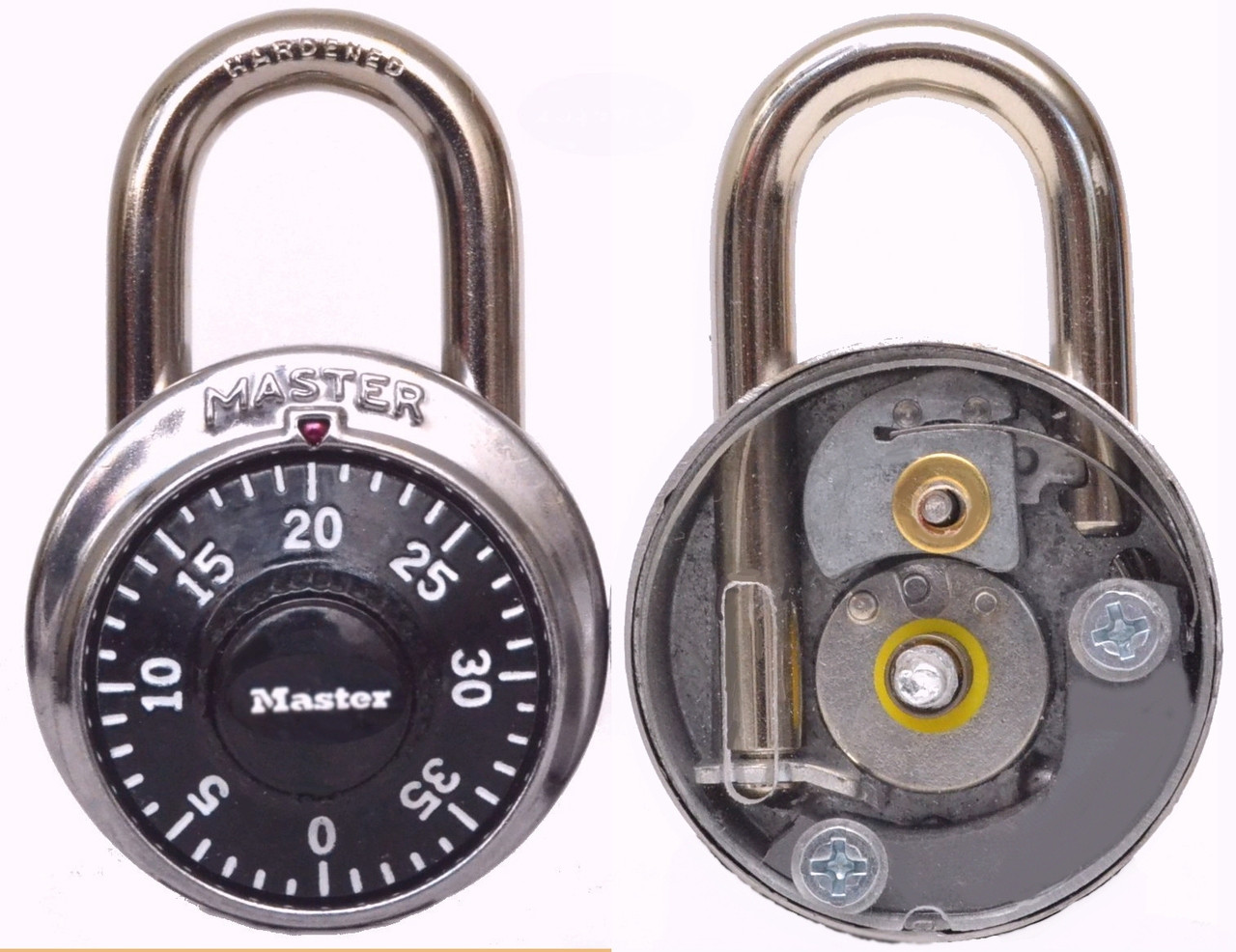 master combination lock with key on back