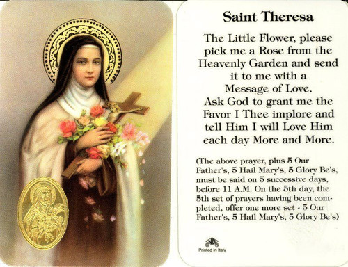St. Theresa, Prayer Card with Embossed Medal - St. Jude Shop, Inc.