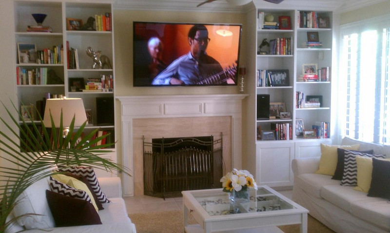 Our Chalkville mantel was featured in a 2013 family room fireplace remodeling project