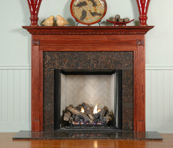 Available in different wood types and colors, the Gardendale custom fireplace mantel is preferred in wood mantel collection.